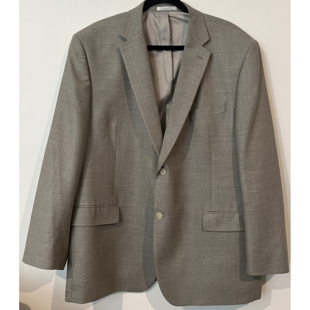Ralph Lauren Green Label Beige Check Plaid Wool Blazer Size 46R
